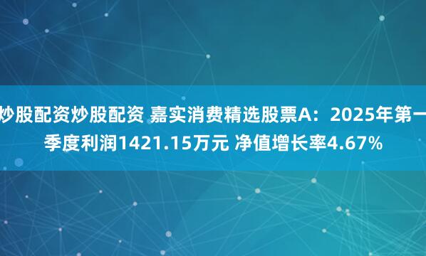 炒股配资炒股配资 嘉实消费精选股票A:2025年第一季度利润1421.15万元 净值增长率4.67%